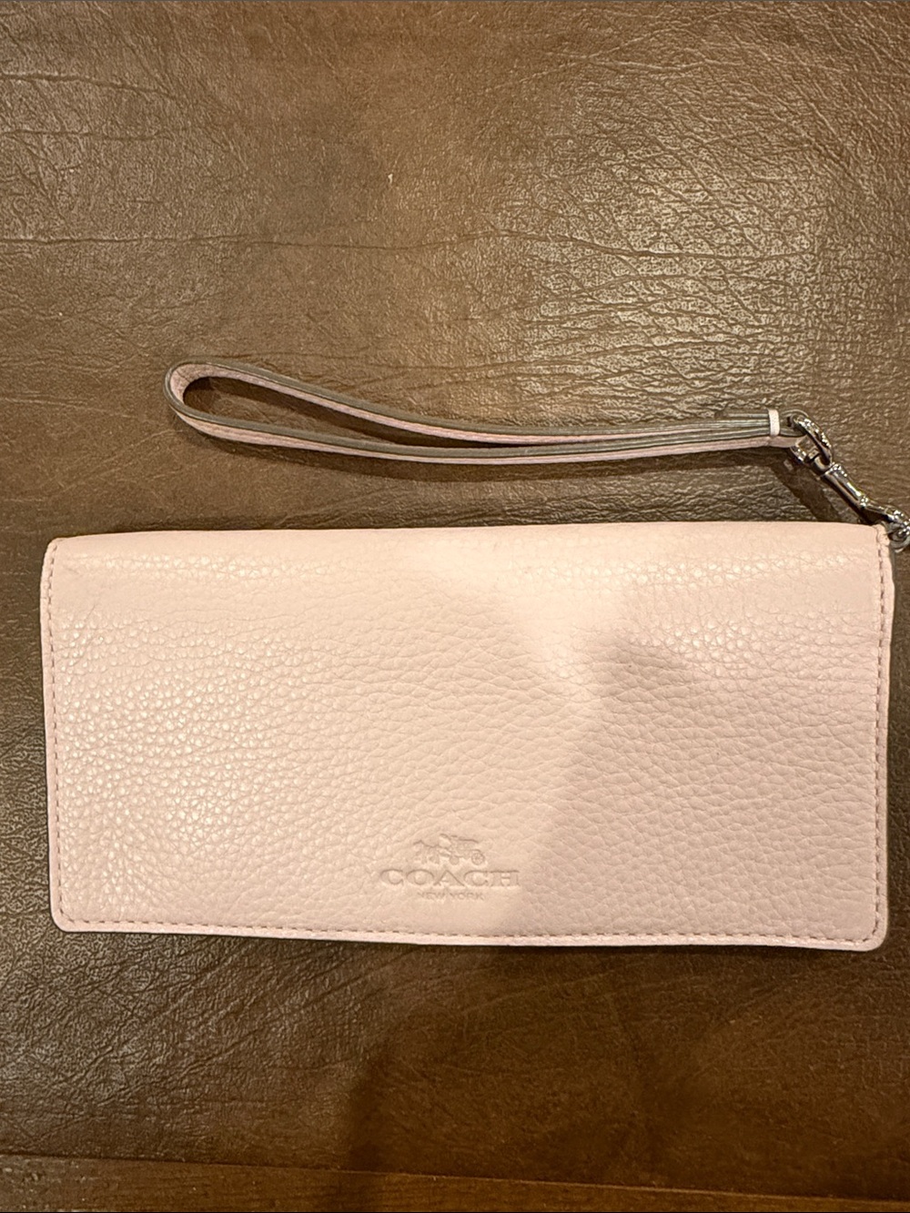 Coach Pale Blush Leather Wristlet Clutch